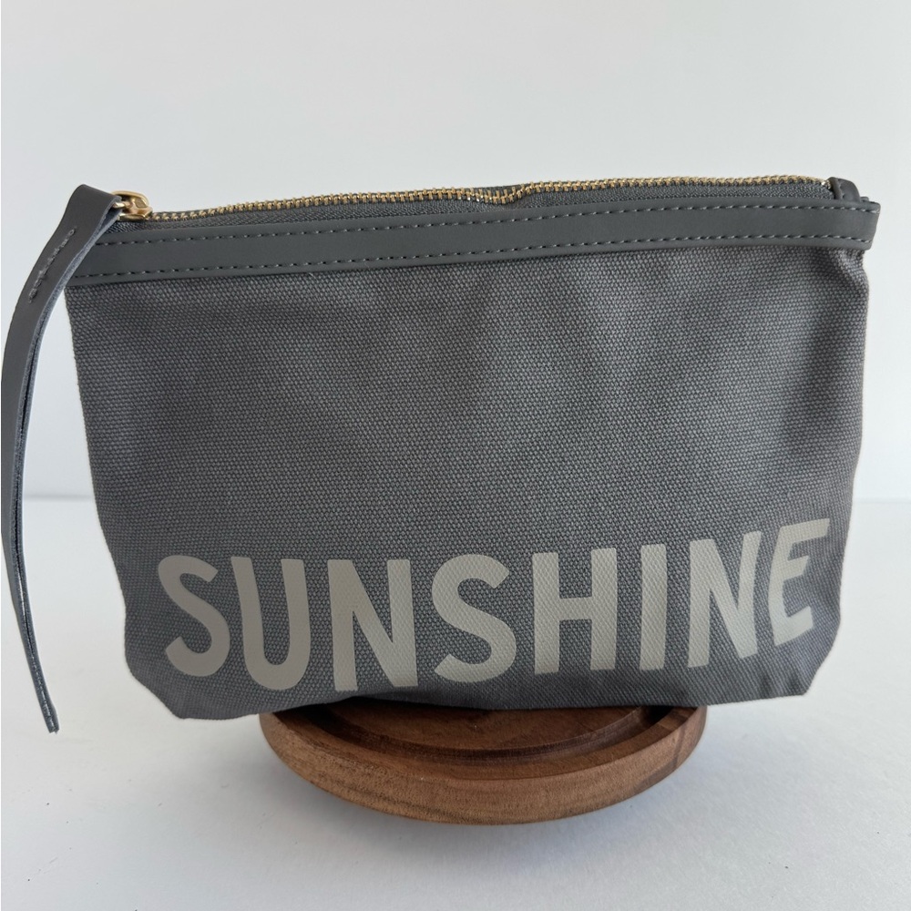 Gray Pouch with 'SUNSHINE' Print